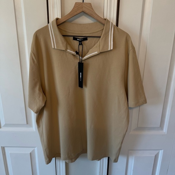 NWT Nova Men Jaxon Short Sleeve Polo Tan 100% Cotton Size XL - Picture 2 of 12